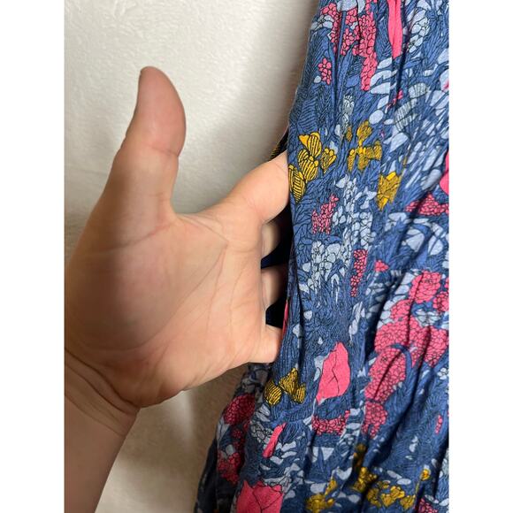 Anthropologie Maeve Marya Tiered Midi Modal Dress Blue Floral sz S Boho Prairie - Picture 10 of 11